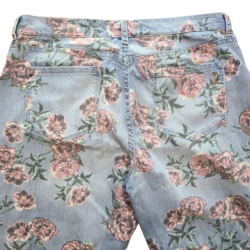 Vintage America Floral Skinny Jeans Rose Print Denim Women 10 Cottagecore Spring - Picture 5 of 11